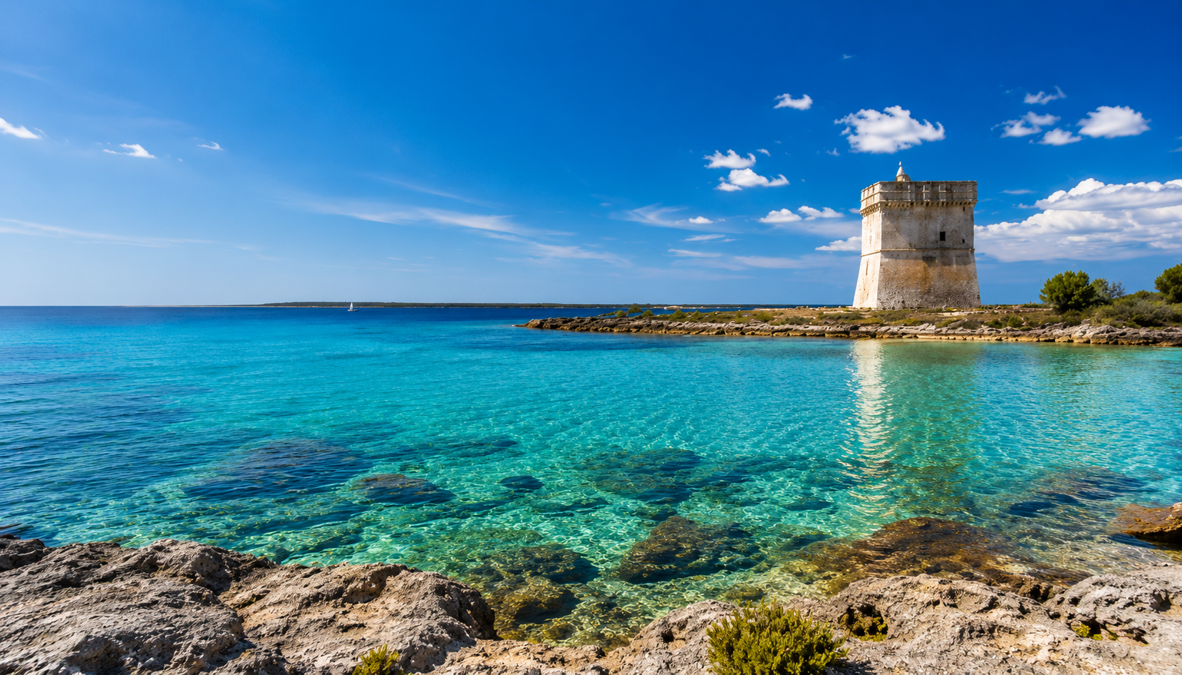 Torre Chianca vista dalla spiaggia del Lido Elios